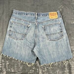 Y2K Abercrombie & Fitch Blue Washed Cut Shorts - size 34 x 32